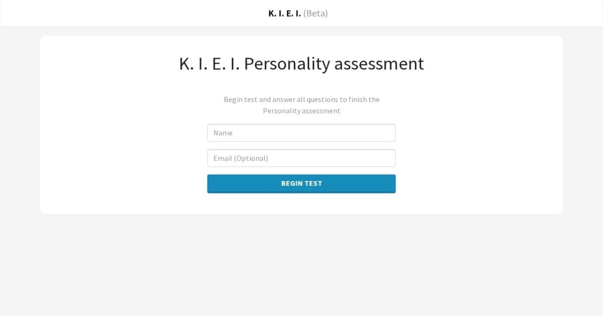 KIEI Assessment - K.I.E.I (Kundu Introversion, Extroversion Inventory) platform for professional personality type assessment.